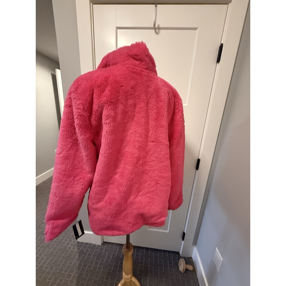 Free Press Women Coat Reversible Sherpa Faux Fur Pink Gold Size S - Picture 6 of 10